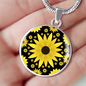 Sunflower Pattern - Luxury Necklace w/ Circle Pendant