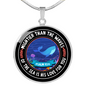 Sea Design Psalm 93:4 - Circle Pendant Necklace