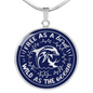 Free Bird Wild Ocean - Circle Pendant Necklace