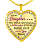 To My Daughter Inspired Circle Pendant Necklace