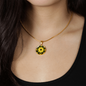 Sunflower Pattern - Luxury Necklace w/ Circle Pendant