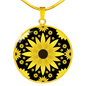 Sunflower Pattern - Luxury Necklace w/ Circle Pendant