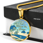 Free Bird Wild Ocean (Dolphins) - Circle Pendant Necklace