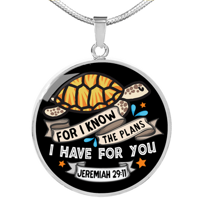 Turtle Lovers (Jeremiah 29:11) - Circle Pendant Necklace