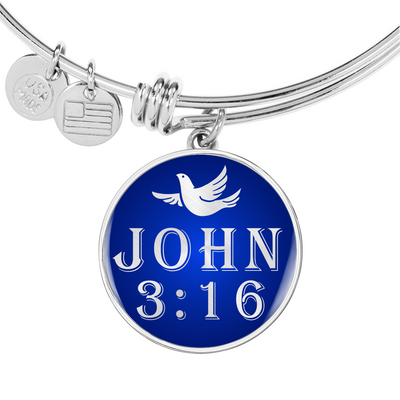 John 3:16 - Luxury Bangle w/ Blue Charm